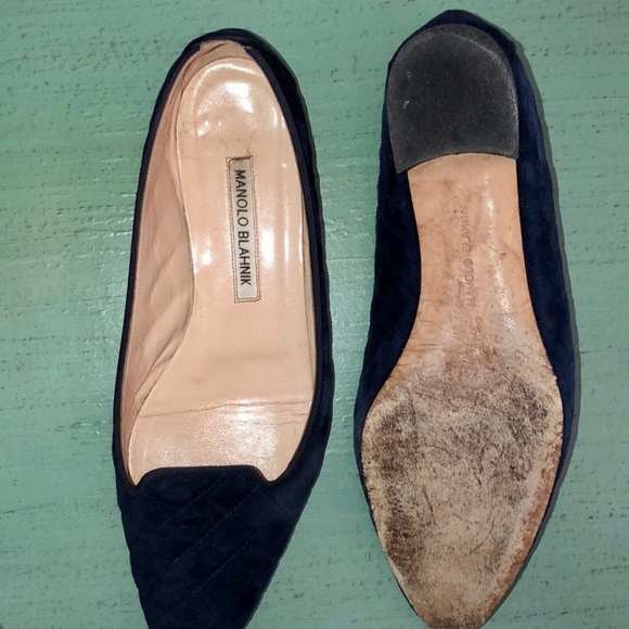 Manolo Blahnik Yak Quilted Suede flats - Picture 4 of 5